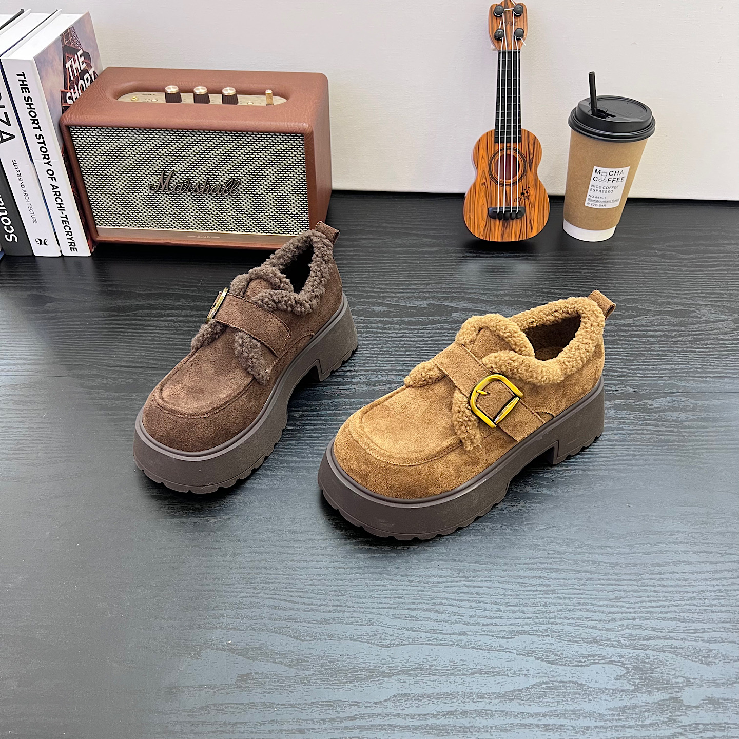 加绒复古一脚蹬雪地靴2025冬季新款增高厚底防滑棉鞋毛毛鞋女鞋潮