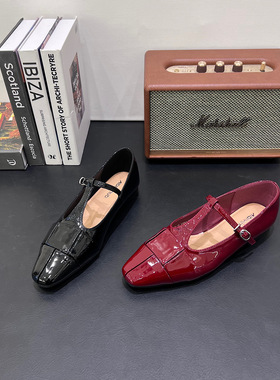 法式复古玛丽珍鞋女2026春新款方头浅口单鞋t字带平底鞋晚晚鞋潮