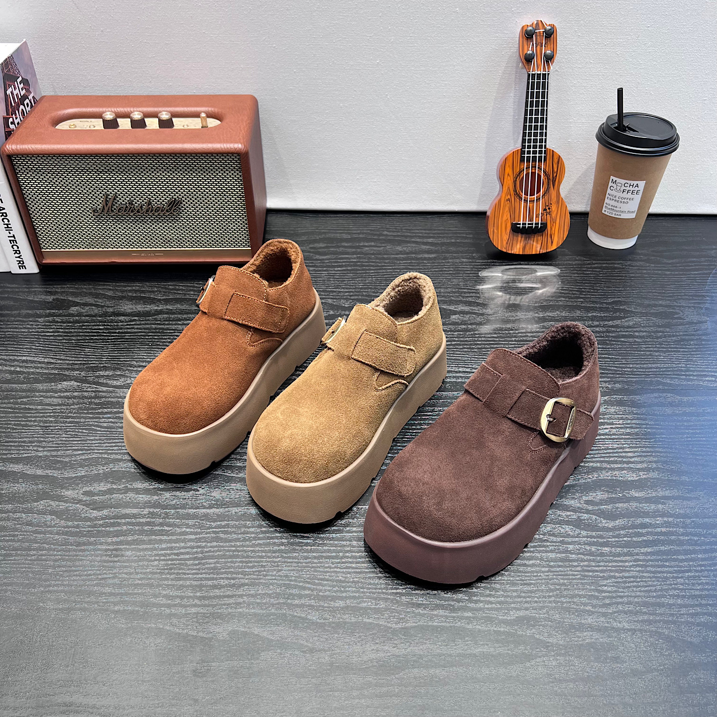 厚底勃肯鞋女2025冬季新款复古加绒加毛毛厚保暖棉鞋软底百搭单鞋