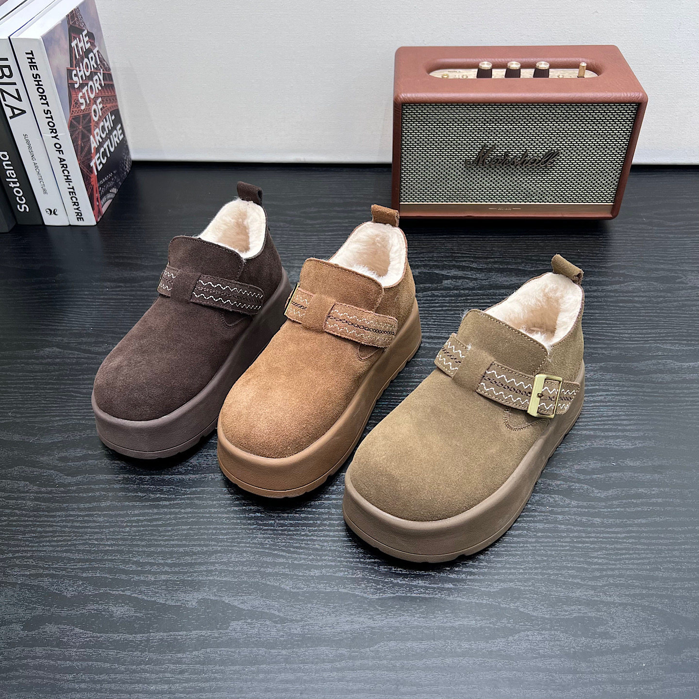 韩版时尚厚底增高勃肯鞋女2025冬季新款小个子棉鞋雪地靴保暖棉鞋