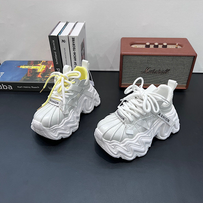 欧货网面透气绑带厚底老爹鞋女2026夏季百搭小个子增高休闲运动鞋