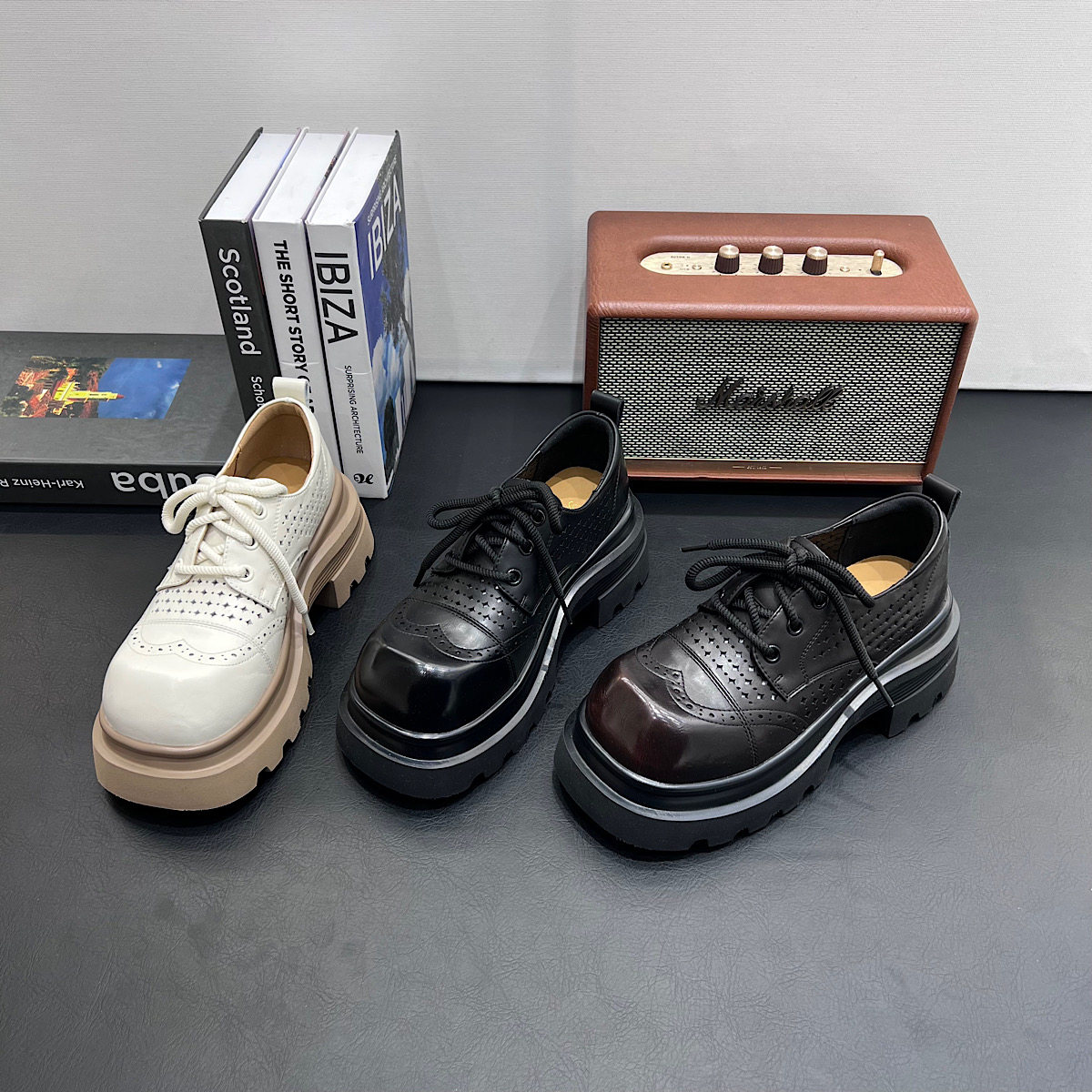 法式厚底镂空乐福鞋女2026新款英伦风小皮鞋小个子增高皮鞋单鞋潮