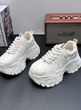 欧洲站2026春季新款炸街老爹鞋女厚底松糕鞋增高8CM欧货小白鞋潮