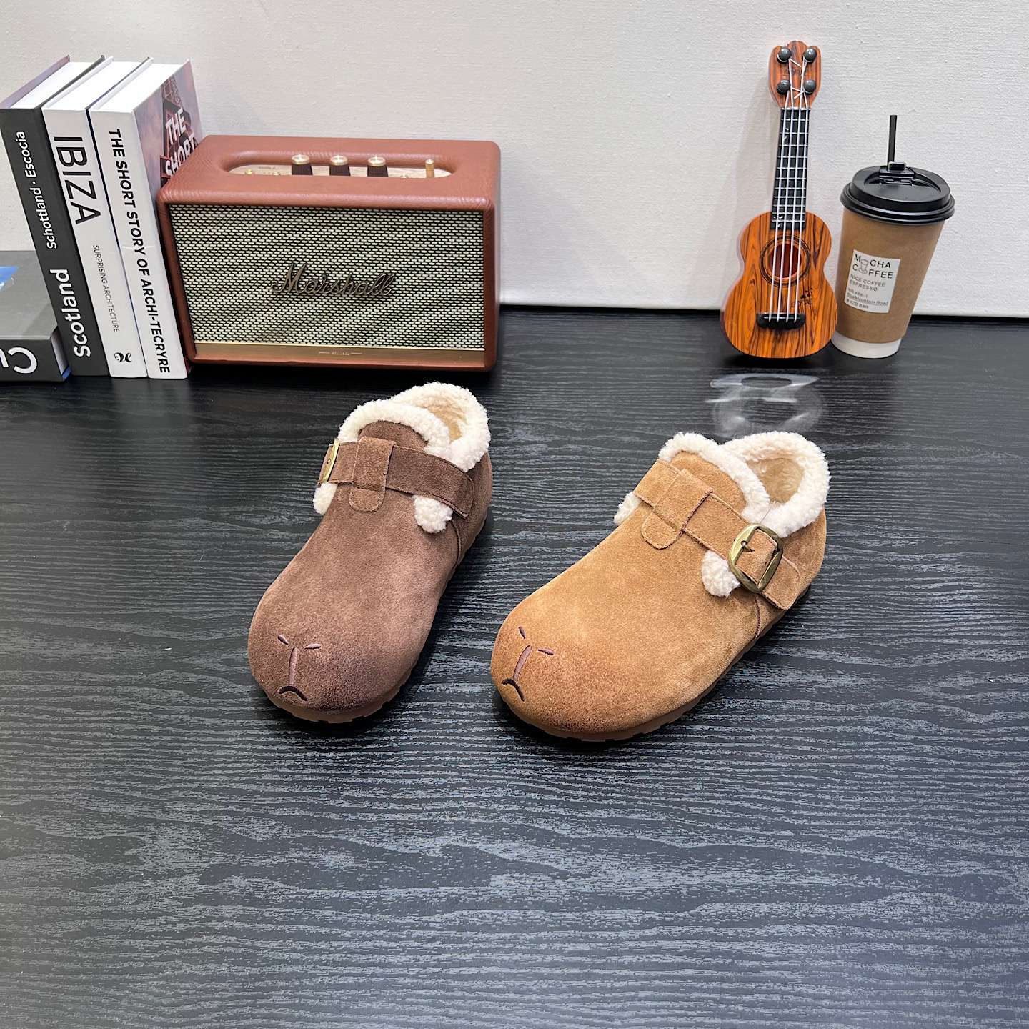 真皮女鞋2025冬季新款慵懒美拉德风加绒全包保暖休闲毛毛鞋棉鞋潮