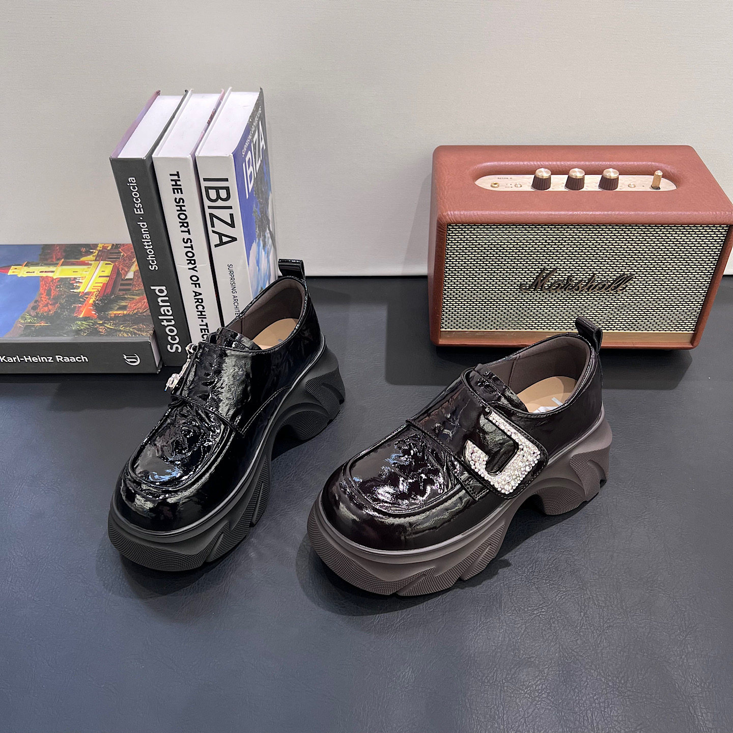 韩版厚底增高乐福鞋女2026春款超火魔术贴时尚爆款金属扣圆头单鞋,女鞋,乐福鞋（豆豆鞋）,淘宝优惠券,粉丝福利购,淘宝优惠卷