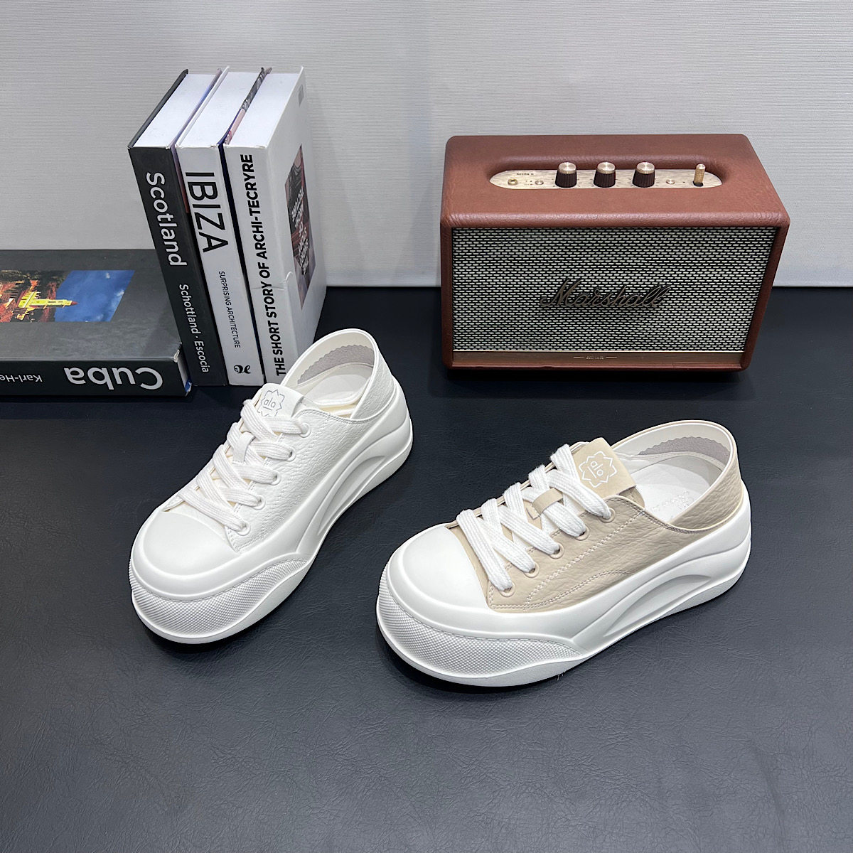 韩版两穿小白鞋女2026春夏新款小个子松糕鞋厚底增高百搭休闲鞋潮