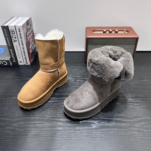 雪地靴女短靴厚底增高两穿女靴子2025秋冬加绒保暖棉靴东北大棉鞋