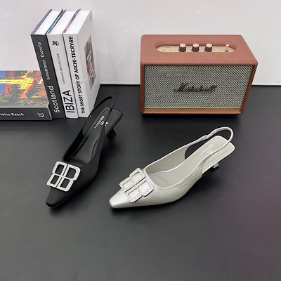 法式水钻尖头浅口高跟鞋女2026新款细跟单鞋优雅玛丽珍百搭女鞋潮