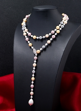 天然深海贝壳珍珠项链高档毛衣链