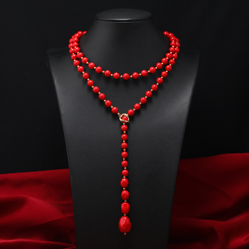 高档珍珠项链天然贝壳珠毛衣链女