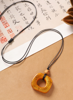 新中式简约骆驼骨吊坠复古毛衣链