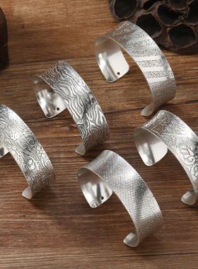 民族风复古银色个性开口款手镯