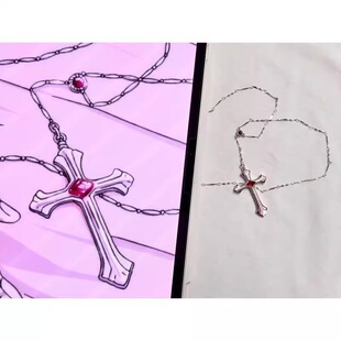 新款魔鬼恋人小森唯十字架项链吊坠游戏动漫周边二次元锁骨链礼物