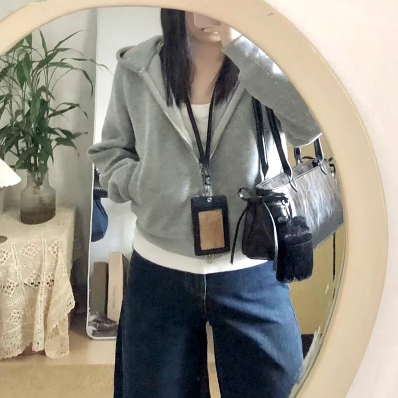 2025小个子短款外套卫衣女生秋冬装双拉链简约灰色小众开衫显腿长