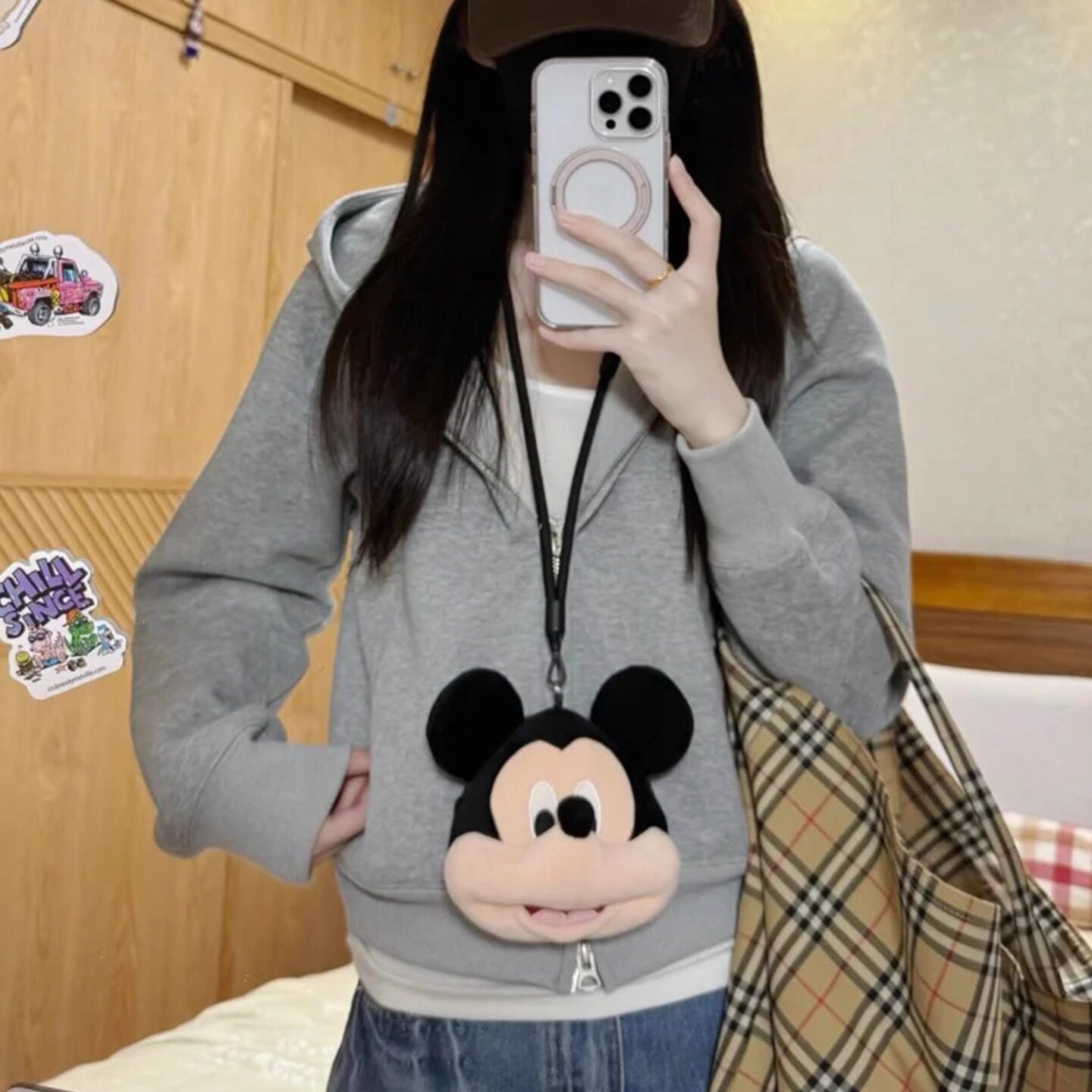 2025年超火小个子短款外套女秋冬装双拉链简约灰色小众开衫卫衣