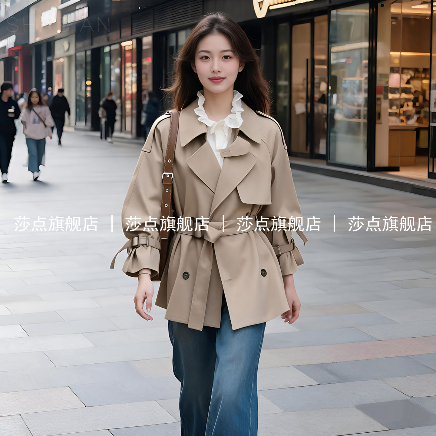 休闲卡其色风衣女短款小个子