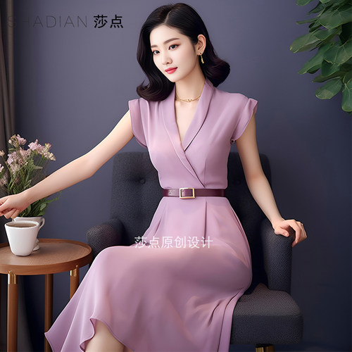 莎点粉色西装连衣裙正装