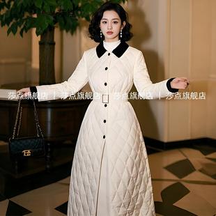 菱格轻薄棉服女秋冬新中长款棉衣气质减龄娃娃领时尚优雅显瘦外套