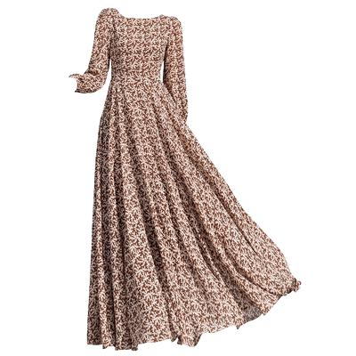 长袖大摆裙春季碎花连衣裙