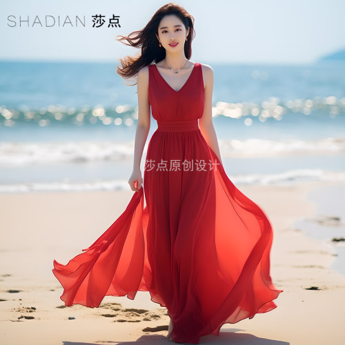 莎点名媛气质飘逸大摆裙