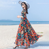 2026新款 波点连衣裙女波西米亚裙子海边度假长裙脚踝雪纺大摆 夏季