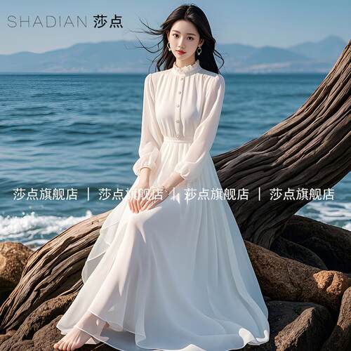 白色仙女裙长款度假沙滩裙