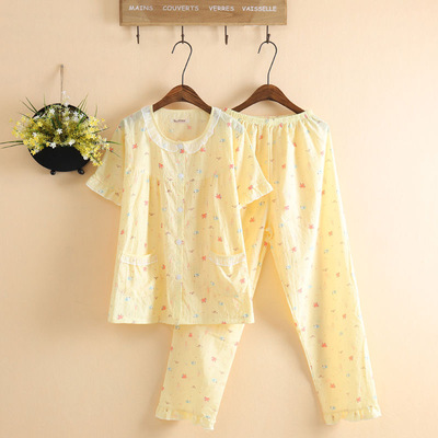 日系春夏季薄款卡通可爱套装睡衣
