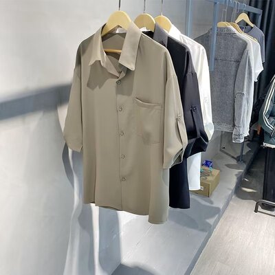 衬衫男短袖垂坠感男装七分袖衬衣