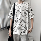 体恤衫 短袖 情侣上衣 青少年韩版 休闲印花半袖 T恤男2020春夏季 新款