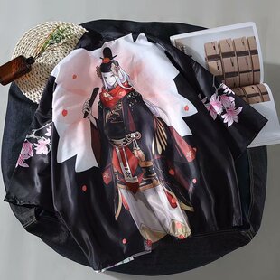 日系复古浮世绘道袍开衫和服男女中国风宽松七分袖衬衣百搭外套潮