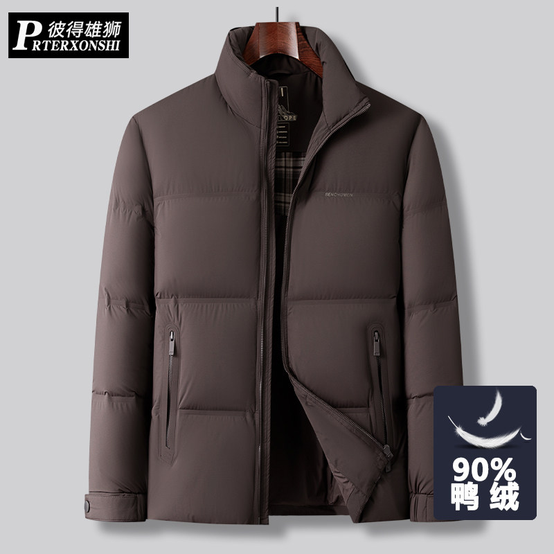 冬装加肥加大码中年男士羽绒服休闲立领宽松加厚外套肥佬胖子外衣