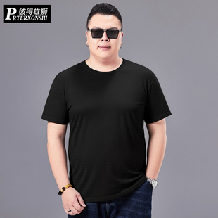 肥佬休闲t恤 胖子含桑蚕丝短袖 T恤男加肥加大码 宽松圆领男士 Polo衫