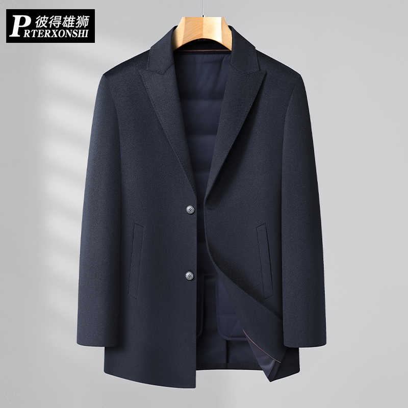 胖子外套男加肥加大码中长款肥佬宽松休闲脱卸羽绒内胆羊毛呢大衣