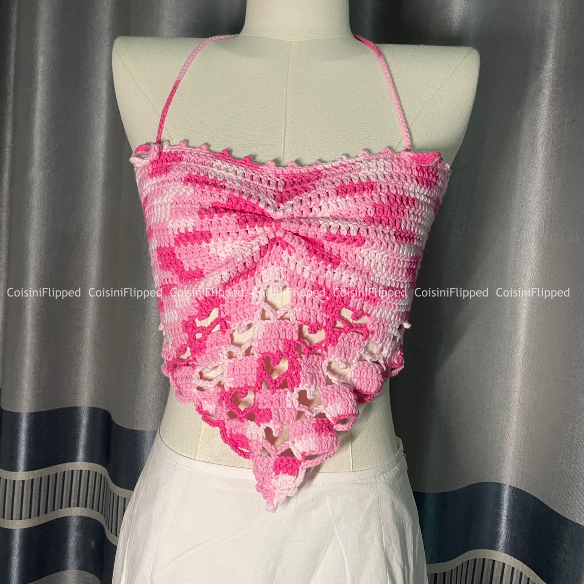 小红书同款恶魔爱心吊带镂空辣妹背心手工毛线编织diy纯欲