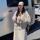 2022新款中长款领子撞色木头扣呢大衣205P185控价288，女装毛呢外套，浙宝273