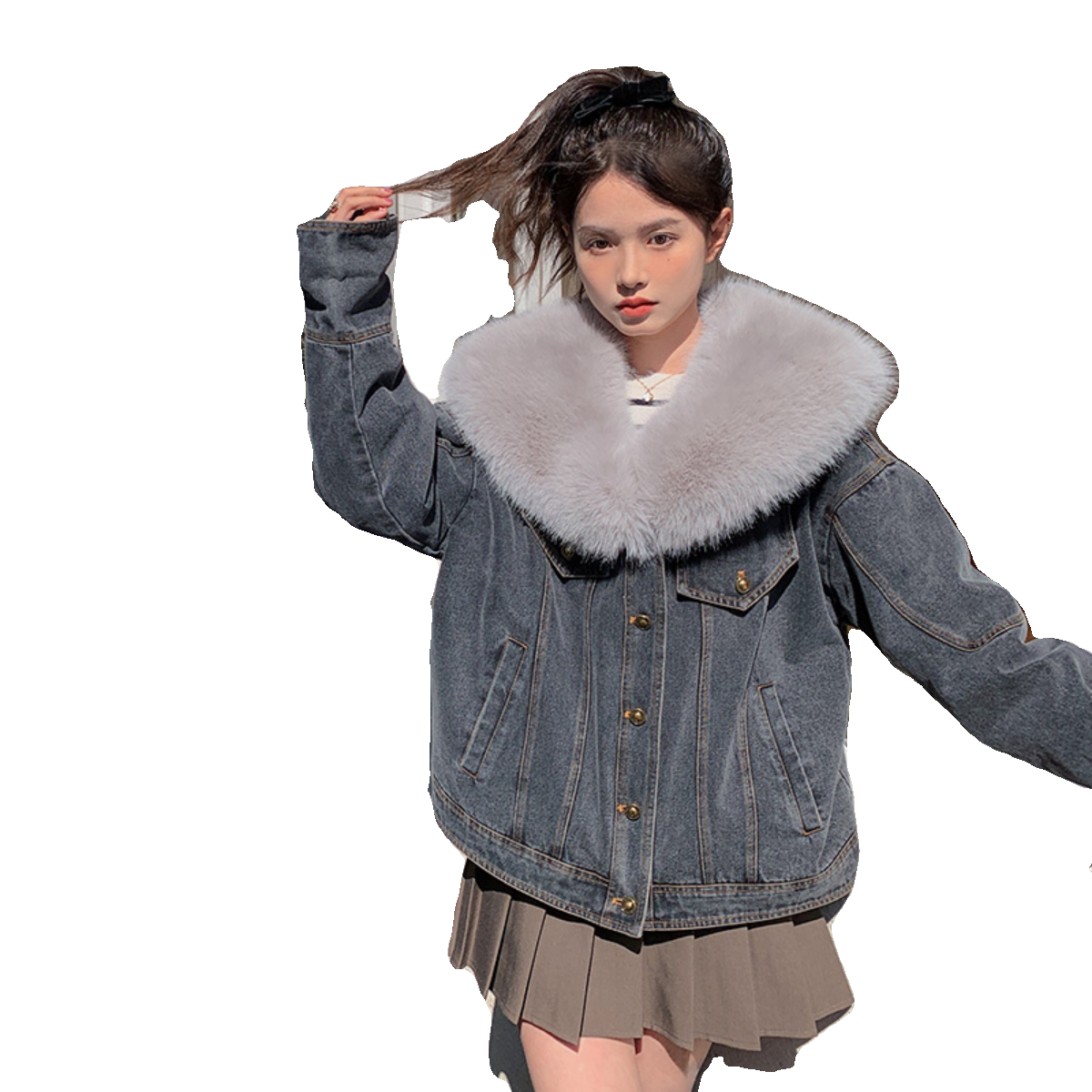 现货大毛领派克服273335P215控298,女装派克服,浙宝273