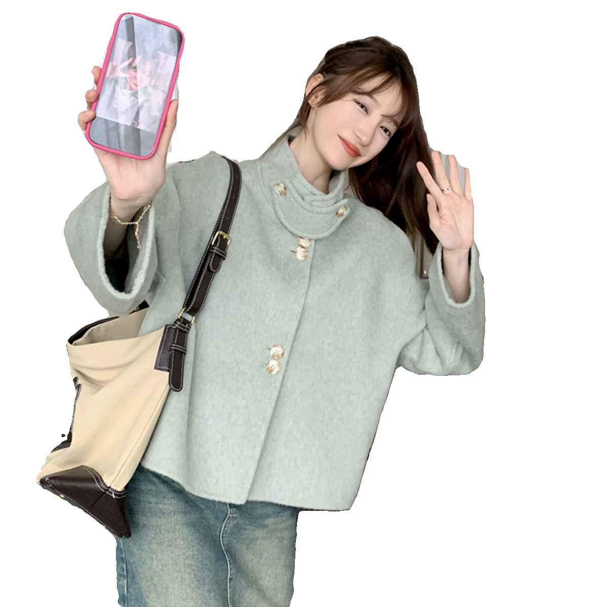 现货新款70双面羊绒2738304短P205控298,女装毛呢外套,浙宝273
