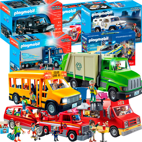 男孩礼物玩具车 德国playmobil摩比世界垃圾车消防车警车工程卡车 - 封面