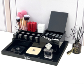 黑色轻奢化妆品收纳盒家用梳妆台口红护肤品化妆刷桌面收纳大容量