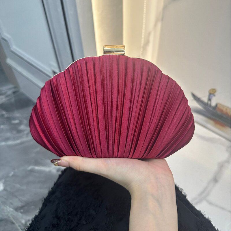 新品高级感欧美褶皱名媛手提包