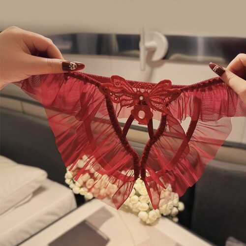 夏季蕾丝开档超薄舒适丁字裤