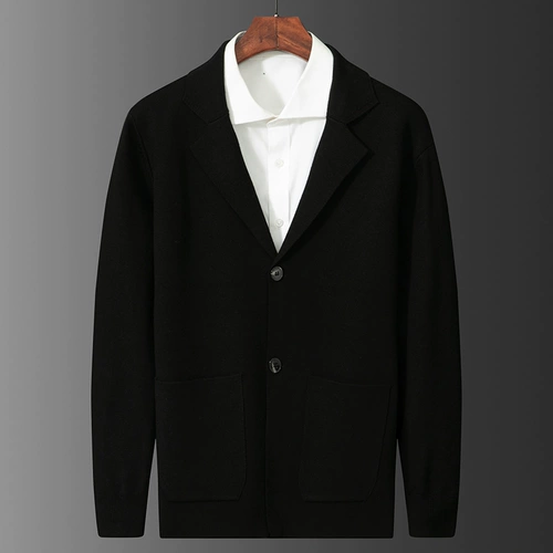 Демисезонный трикотажный комплект, рубашка, костюм, мужской осенний свитер, имитация рубашки, свободный крой, коллекция 2022