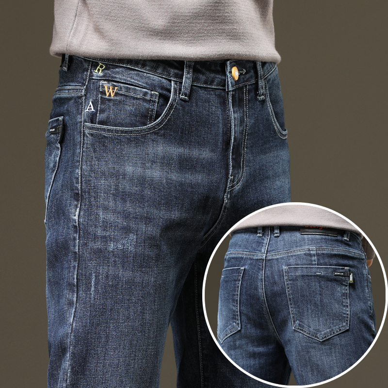 秋季弹力男士高端牛仔裤男裤潮牌冬季修身小脚裤休闲长裤子秋冬款