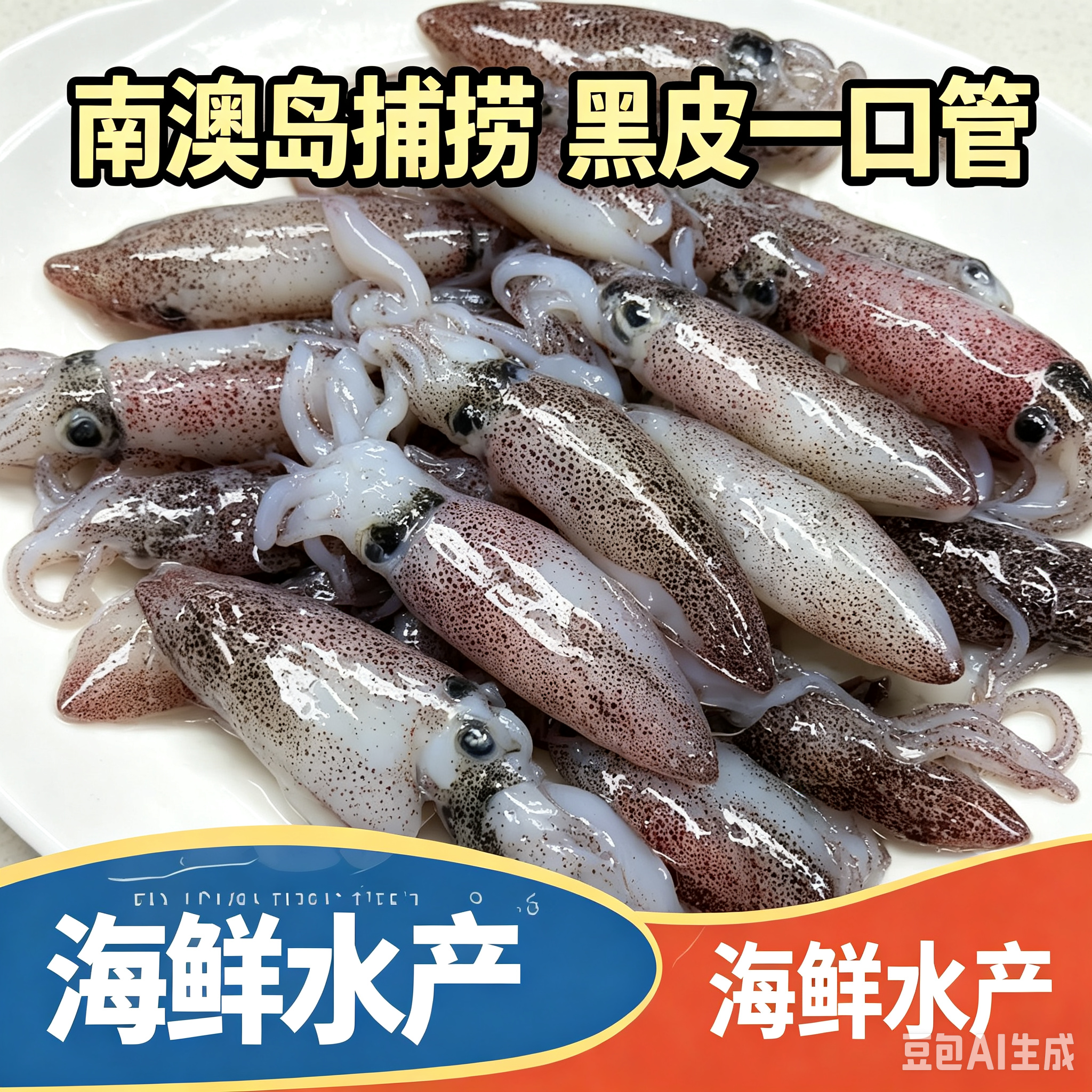 南澳新鲜小鱿鱼仔吹筒仔笔管鲜活冷冻黑皮一口管400克/盒20-25个
