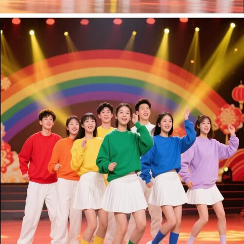 彩色卫衣演出服套装运动会表演服