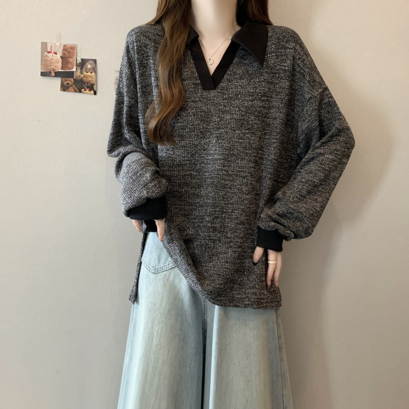 胖mm300斤大码撞色长袖卫衣