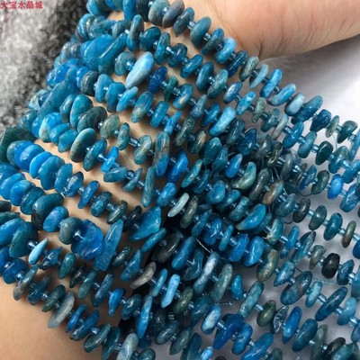 天然蓝磷灰扁片散珠 磷灰石盘珠半成品长链 手链项链隔片配珠