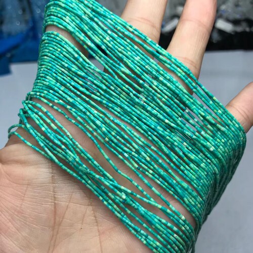 1*1MM天然水晶 新疆绿松石小管珠散珠半成品手链项链配件饰品