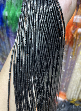 2×4mm 2×2mm天然水晶 黑玉隔片管珠散珠半成品手链项链配件配珠