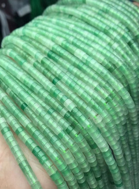 2*4mm天然水晶绿东陵玉直切扣片海西片散珠半成品手链项链配件